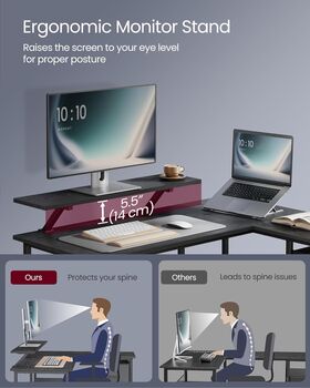 L Shaped Computer Desk With Two Drawers Monitor Stand, 7 of 12