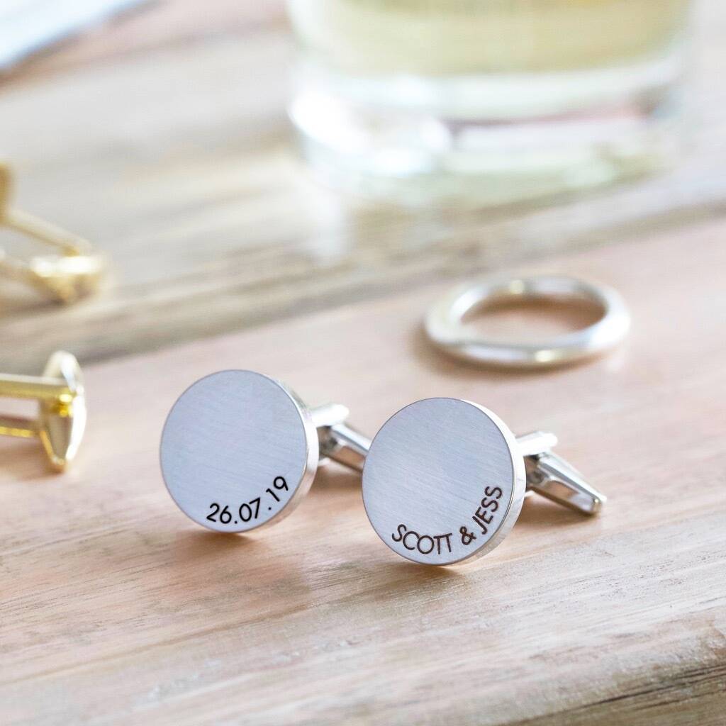 Image of Personalised Brushed Disc Cufflinks