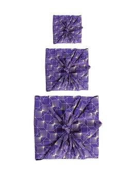 Reusable Fabric Furoshiki Gift Wrap Plum Diamonds, 4 of 6