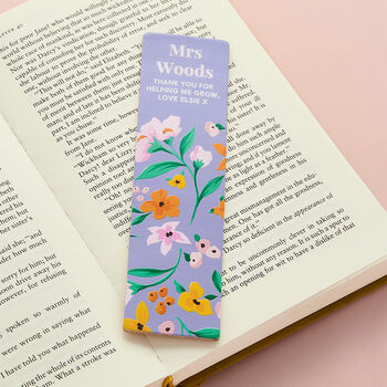 Personalised Floral Bookmark Teacher Gift, 2 of 2