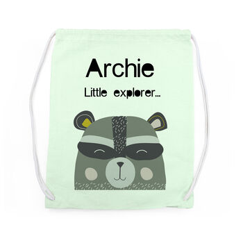Personalised Children's Raccoon Cotton Nursery Bag, 11 of 12