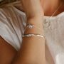 Handmade Dainty Silver Blue Fire Opal Flower Bracelet, thumbnail 4 of 8