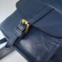 Drawstring Leather Backpack Navy Blue Sac A Do, thumbnail 5 of 6