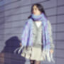 Lilac Blue Leopard Print Warm Two Tone Scarf, thumbnail 6 of 8