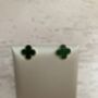 Green Four Leaf Clover Stud Earrings, thumbnail 3 of 4