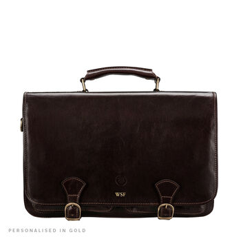 Personalised Men's Leather Briefcase Satchel 'Jesolo3', 3 of 11