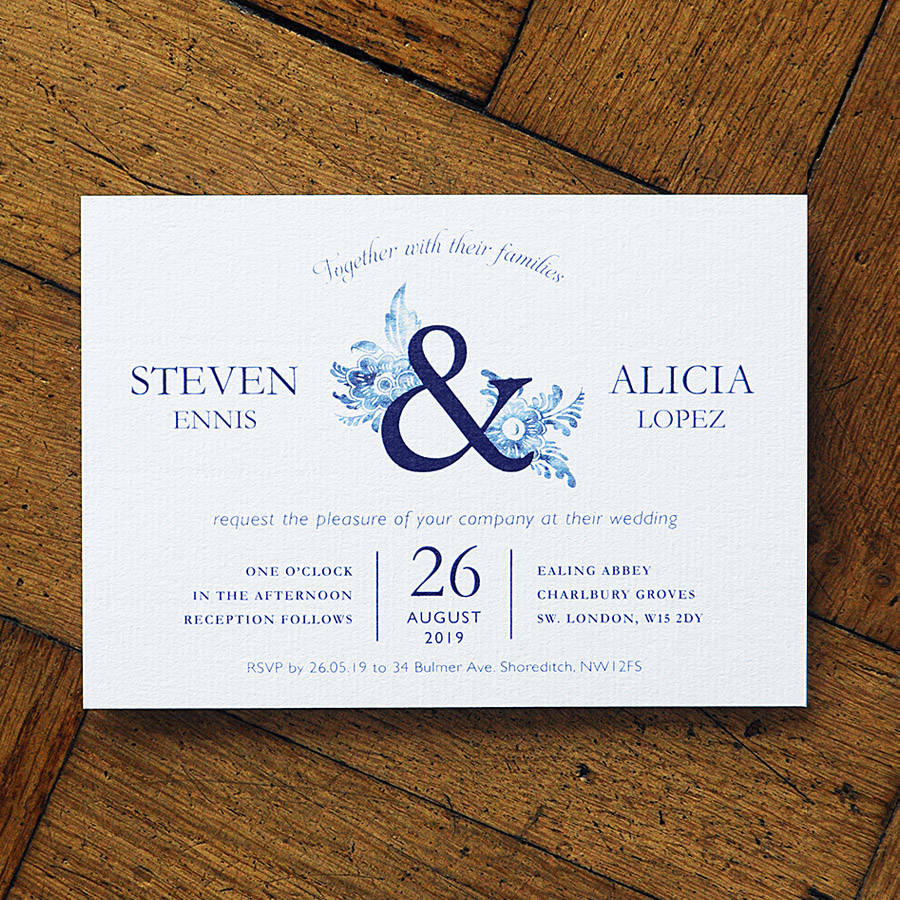 Blue China Wedding Invitations And Save The Date, 1 of 11