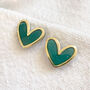 Forest Green Polymer Clay Heart Studs, thumbnail 2 of 5