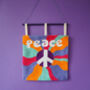 Punchneedle Retro Wall Art With Peace Slogan, thumbnail 2 of 3