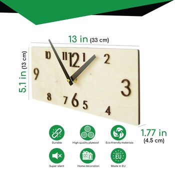 Scandi Design Minimalistic Natural Eco Wall Clock, 5 of 10