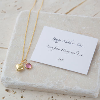 Personalised Golden Swarovski Birthstone Heart Necklace, 3 of 4