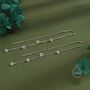 Sterling Silver Cz Cascade Drop U Threader Earrings, thumbnail 6 of 11