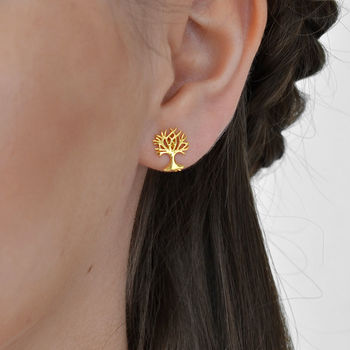Sterling Silver Or Gold Plated Tree Stud Earrings, 5 of 12