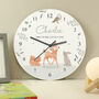 Personalised Woodland Animals Wooden Nursery Clock, thumbnail 1 of 4