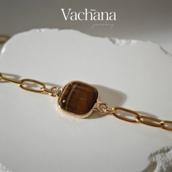 Square Gemstone Paperclip Bracelet, 4 of 5