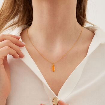 Molten Coral Amber Sterling Silver Pendant Necklace, 7 of 11