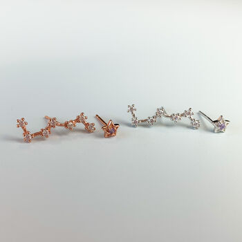 Sterling Silver Asymmetrical Constellation Stud Earrings, 4 of 5