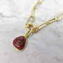 18k Gold Plated Garnet Paperclip Chain Necklace, thumbnail 1 of 4