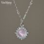 Sterling Silver Pink Opal Shimmering Necklace, thumbnail 1 of 6