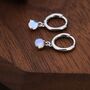 Sterling Silver 4mm Moonstone Hoop Earrings, thumbnail 6 of 12