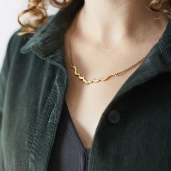 Fair Trade Handmade Minimalist Brass Clavicle Necklace, 2 of 11