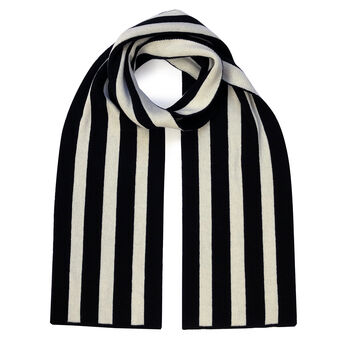 Stripes Wool And Cashmere Scarf Black, 3 of 3