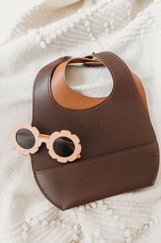 Chocolate Brown Personalised Leather Baby Bib, 4 of 4