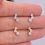 Sterling Silver Small Pair Cz Crystal Trio Stud Earrings, thumbnail 2 of 12