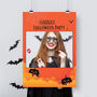 Pumpkin And Spider Web Halloween Party Frame, thumbnail 1 of 3