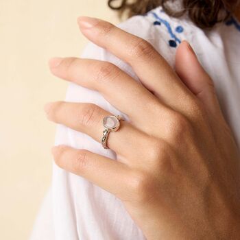 Belstone Sterling Silver Rose Quartz Ring, 3 of 7