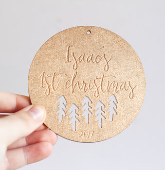 Personalised First Christmas Wooden Tree Ornament, 2 of 4