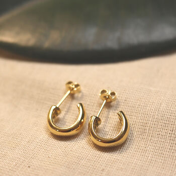 Bold Earrings For Women C Shaped 18ct Gold, 2 of 5