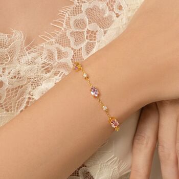 Pink Sapphire Bracelet In Sterling Silver And Gold, 9 of 12