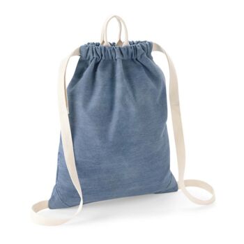 Personalised Cotton Denim Drawstring Bag Backpack, 2 of 10