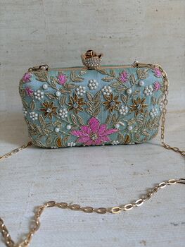 Floral Mint Green Clutch Bag, 6 of 12