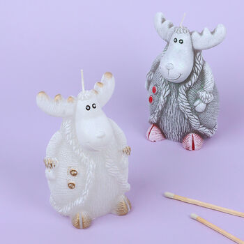 G Decor Winter Wonderland Reindeer Candle In Overcoat, 2 of 5