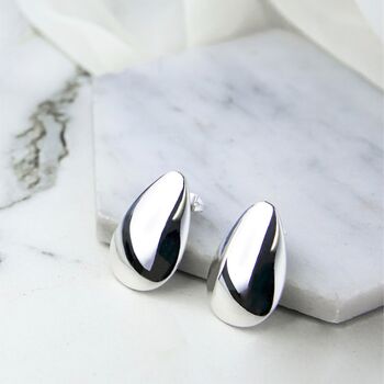 Teardrop Sterling Silver Stud Earrings, 3 of 4