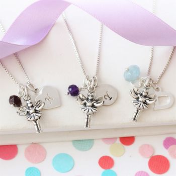 Silver Fairy Necklace With Birthstone And Letter Charm, 2 of 12