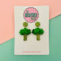 Small Broccoli Green Glitter Resin Earrings, thumbnail 1 of 3
