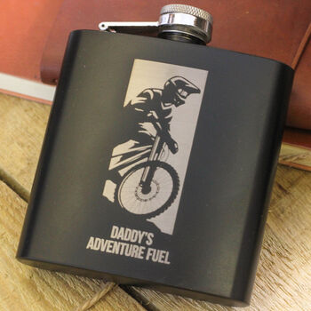 Personalised Mountain Bike Adventure Hip Flask Gift, 2 of 2