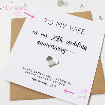 25th Silver Wedding Anniversary Personalised Card, 2 of 9