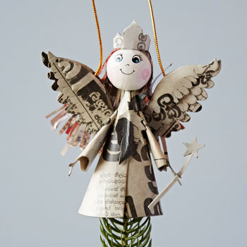 Recycled Newspaper Angel Decoration, 3 of 6