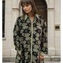 'Coco' Buttoned Black And Gold Fan Print Shirt Dress, thumbnail 3 of 5