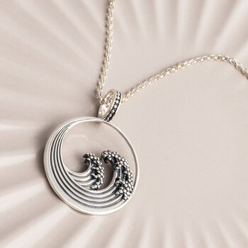 Sterling Silver Great Wave Necklace, 3 of 5