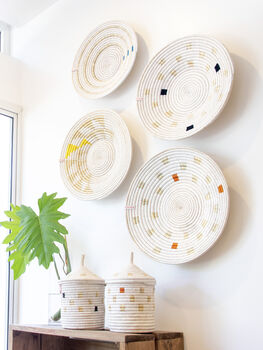 White And Yellow Wall Basket, 2 of 4