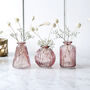 Rose Pink Glass Bud Vases Set Of Three, thumbnail 2 of 2