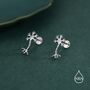 Tiny Neuron Cell 16 G Internally Threaded Flat Back Earrings In Sterling Silver, thumbnail 1 of 12