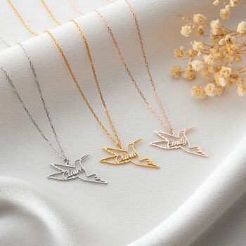 Personalised Hummingbird Necklace In Sterling Silver, 3 of 7