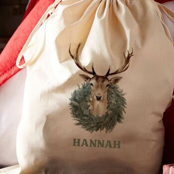 Personalised Stag Head Santa Sack, 2 of 2