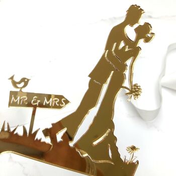 Fairy Tale Gold Mirror Wedding Cake Topper, 2 of 5